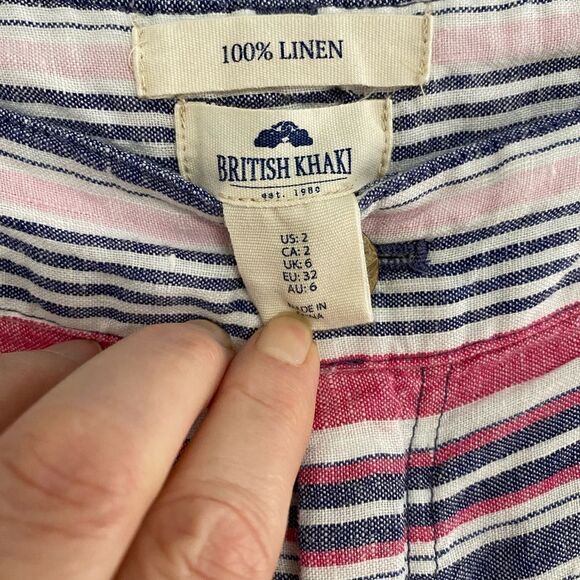 British Khaki 100% Linen Shorts Women Size 2 - Picture 5 of 6